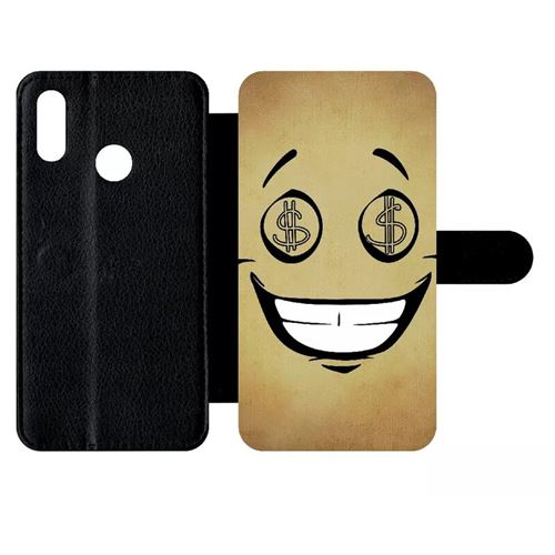 Etui My-Kase pour P smart 2019 - smiley cupide dollars - Simili-cuir Noir