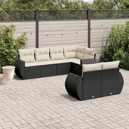 Salon de jardin modulable vidaxl noir 7 pieces resine tressee 62 x 62 x 69 cm 7 personnes