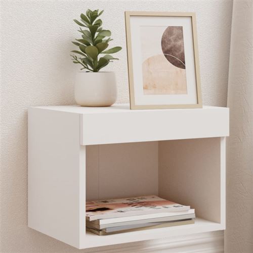Vidaxl Blanc Table De Chevet Murale Avec Lumières Led - Image 3
