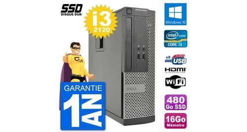 Pc dell optiplex 3010 sff intel i3-2120 ram 16go ssd 480go hdmi windows 10 wifi