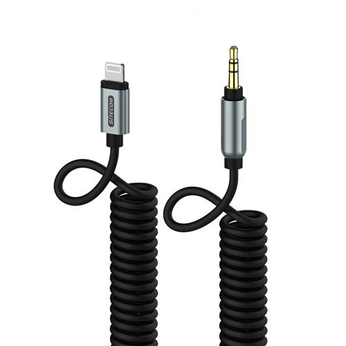 Sitecom Câble Lightning => Jack 3,52mm 3 pôles Spiralé MFI 2,00m CA-071