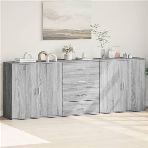 Vidaxl Gris Buffets 3 Pcs Bois D'ingénierie - Sonoma - Image 2
