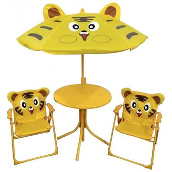 Set table, parasol et 2 chaises pour enfants, jaune - 1