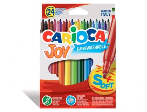 Carioca - Rotuladores Joy Finos y con Punta Bloqueada de 2,6 mm con Tinta Lavable - 24 Unidades
