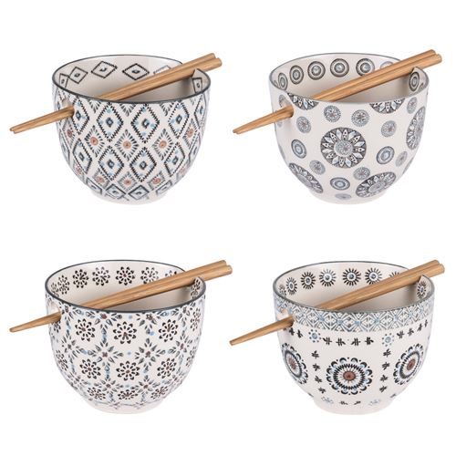 Non Communiqué Gris Bols Et Baguettes Nelson 13 Cm (Lot De 4) - Table Passion - Grès
