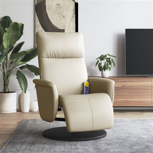 Non Communiqué Crème Vidaxl Fauteuil De Massage, Relaxation Avec Repose-Pieds Similicuir