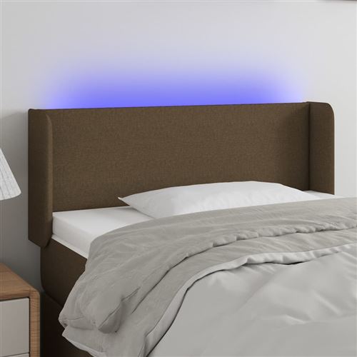 vidaXL Tête de lit à LED Marron foncé 103x16x78/88 cm Tissu3122949