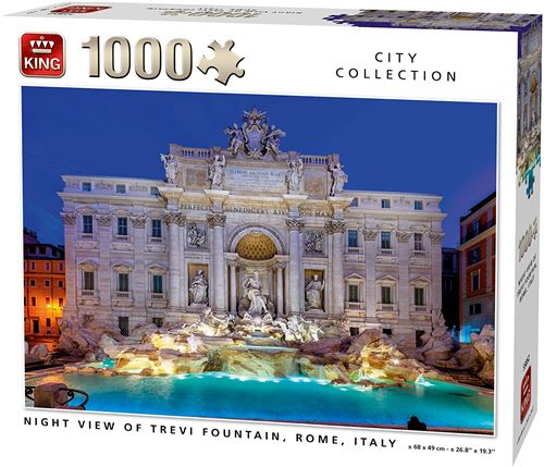 Puzzle adulte rome : fontaine de trevi de nuit 1000 pieces - collection paysage italie