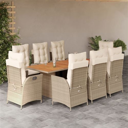Non Communiqué Beige Vidaxl 9-Delige Tuinset Met Kussens Poly Rattan 3213146