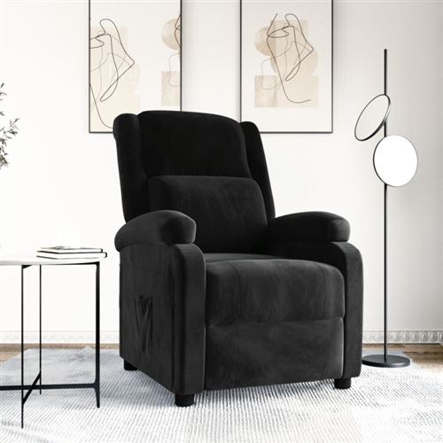 Non Communiqué Noir Fauteuil Inclinable Velours