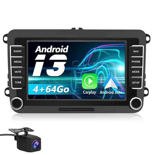 Autoradio Android 13【4Go+64Go】 pour Volkswagen Golf 5/6, Passat, Polo, Seat, Skoda 7 Pouces Écran Tactile Android Auto, Carplay WiFi, Bluetooth, GPS