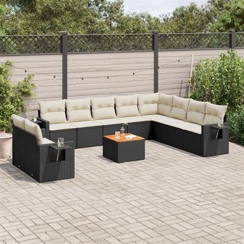 Vidaxl - Set Divani Da Giardino 11 Pz Con Cuscini In Polyrattan Nero