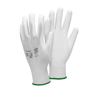 ECD Germany 36 paires de Gants de travail en PU, taille 11-XXL, couleur blanc, gants de - 1
