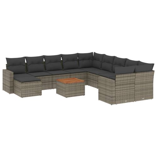 Non Communiqué Gris Salon De Jardin Vidaxl 12 Pièces Avec Coussins Résine Tressée