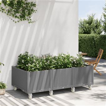 Jardinière Surélevée Acier Enduit - 40x40x68 Cm, Couleur Anthracite, Pour Terrasse, Balcon Ou Jardin - 7