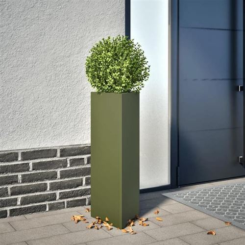 VIDAXL - Jardinière Triangulaire - Acier - 30x26x75 cm - Vert Olive - Image 3