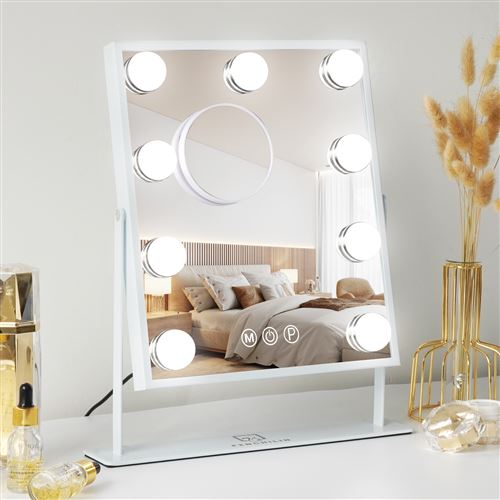 Non Communiqué Blanc Miroir De Maquillage Fenchilin Hollywood Avec Lumières - 25X30cm Rotation À 360°