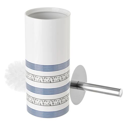 Lot de 2 brosse de toilette WC avec support en céramique coloris blanc - Diamètre 10 x Hauteur 32 cm