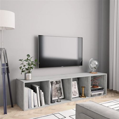 vidaXL Bibliothèque/Meuble TV Gris cement 143 x 30 x 36 cm