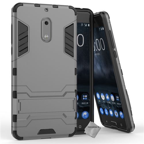 Housse etui coque rigide anti choc pour Nokia 6 avec film ecran - GRIS