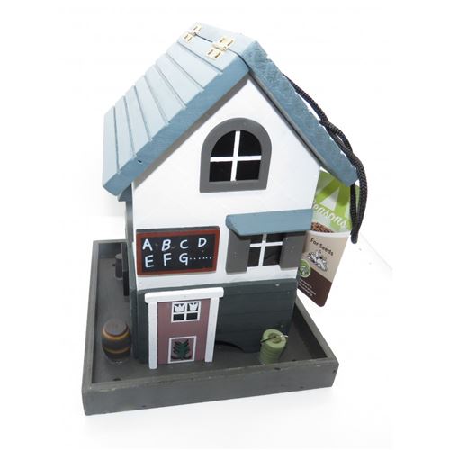 Comparer les prix de Mangeoire Ecole en bois, pour oiseaux. 18 x 18 x 23.5 cm. - Flamingo Pet Products - FL-110339