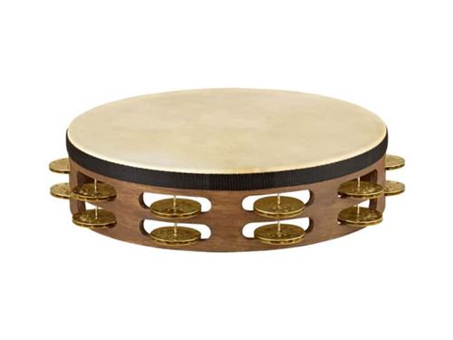 Meinl TAH2VWB - Tambourin bois avec peau 2 rangées de cymbalettes - Walnut brown