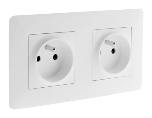 Générique Blanc Zenitech - Double Prise Précâblée 2P+T 16A