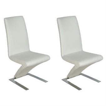 Chaise design blanche ELODIE (lot de 2) L 46 x P 69 x H 99 cm Chaise design blanche ELODIE (lot de 2) L 46 x P 69 x H 99 cm