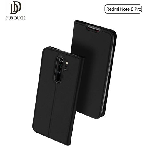 Étui Redmi Note 8 Pro Dux Ducis [Skin Series] Housse Portefeuille Fine en Cuir Synthétique, Porte Carte de Crédit, Rabat Magnétique, Kickstand - Noir