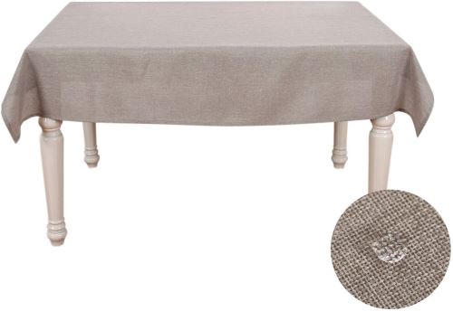 DECONOVO Nappe Decoration Table Rectangulaire Effet Lin Anti Tache Imperm&eacute;able 137x274cm Lin 