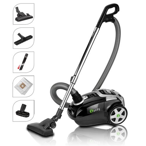 MPM MOD-23 Aspirateur à sac traîneau, filtre HEPA 13 Brosse à poils d'animaux, parquet 750W Negro