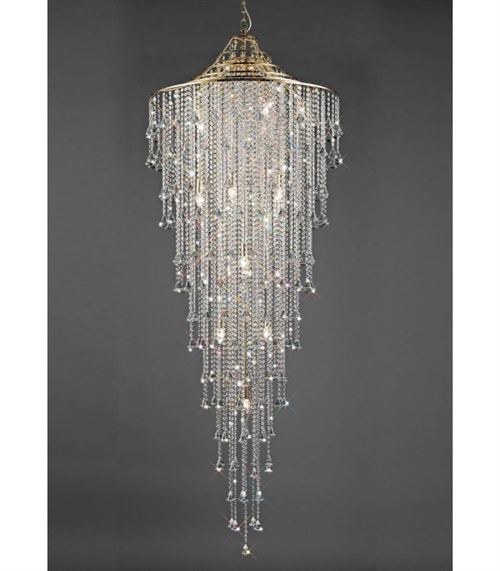Suspension Inina Tall 15 Ampoules E14 doré/cristal