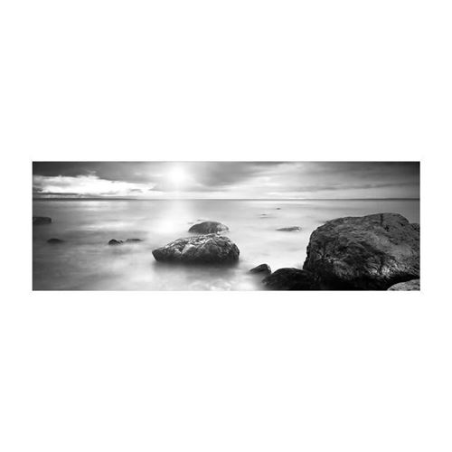 Affiche encadrée petite moulure Zen Pierres - 30 x 90 cm - Blanc et noir