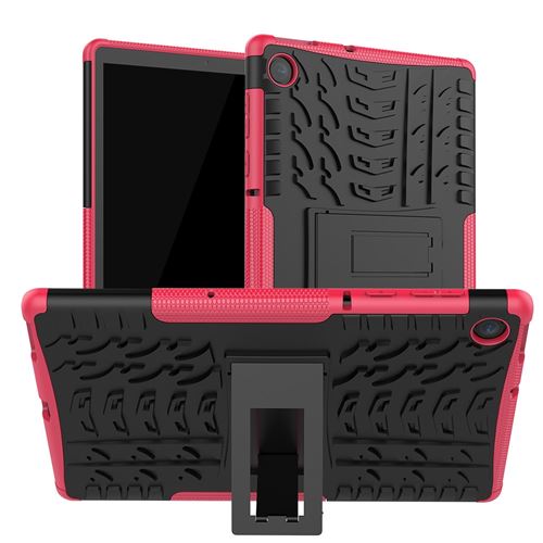 Coque en TPU motif de pneu cool avec béquille noir/rose pour votre Lenovo Tab M10 Plus TB-X606F