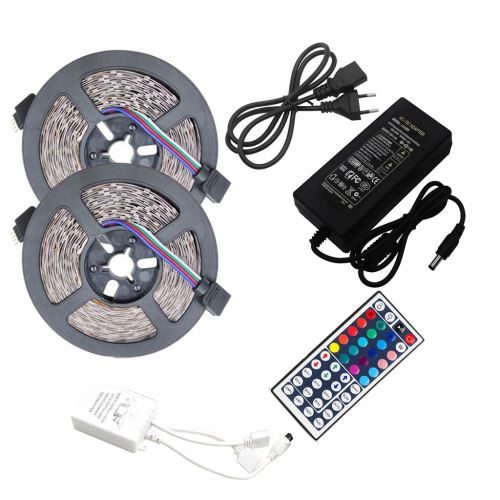 10 Colorimètre Flexible Imperméable à L'Eau Changement Rvb Smd3528 600 Led Strip Light + Ne Djzs795
