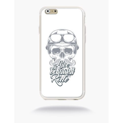 Coque Life Is Beautiful Ride Tete Entiere Fond Blanc Compatible Apple Iphone 6 Silicone Blanc Mat