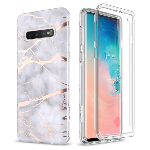 Coque Compatible avec Samsung Galaxy S10 -Or Gris Noir
