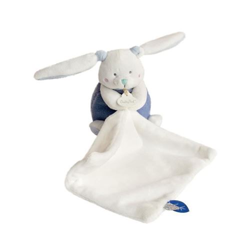 doudou pantin pm avec doudou lapin 12cm - bleu