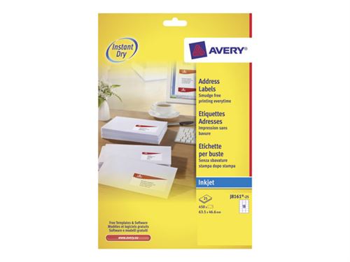 Avery - Blanc - 63.5 x 46.6 mm 450 étiquette(s) (25 feuille(s) x 18) étiquettes adresses
