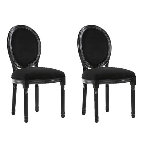 Lot de 2 chaises médaillon VERSAILLES style louis XVI velours noir