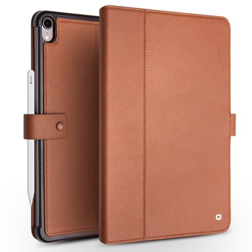 Etui en cuir véritable style commercial marron pour votre Apple iPad Pro 11 pouces (2018)