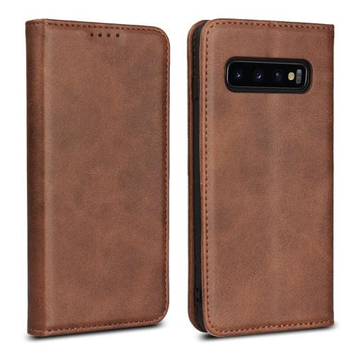 Etui en PU support auto-absorbé café pour votre Samsung Galaxy S10
