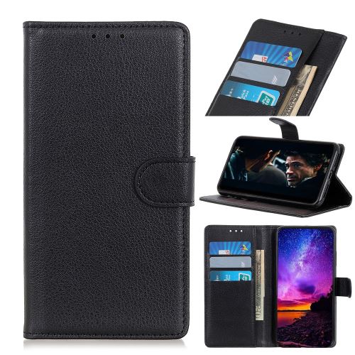 Etui en PU support de litchi noir pour votre Huawei Y6 Pro (2019)