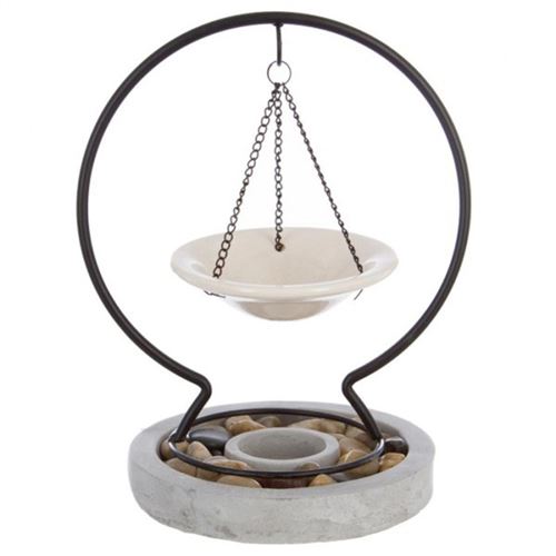 Brûle-Parfum Suspendu Pierres 24cm Gris