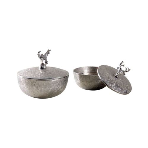 Aubry Gaspard - Boites rondes cerfs en aluminium (Lot de 2)