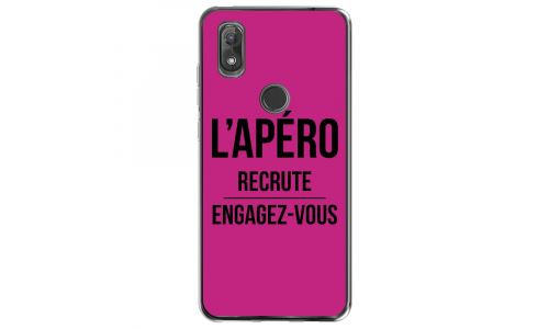 Coque souple pour Wiko View 2 avec impression Motifs l'apéro recrute fushia
