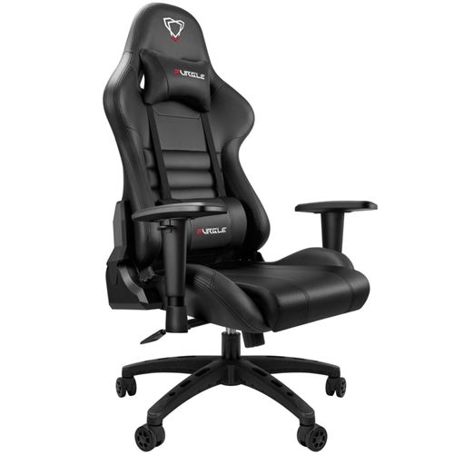 Chaise Gaming -Fauteuil de Bureau Dossier Inclinable avec Coussin,Réglable en Hauteur - Noir