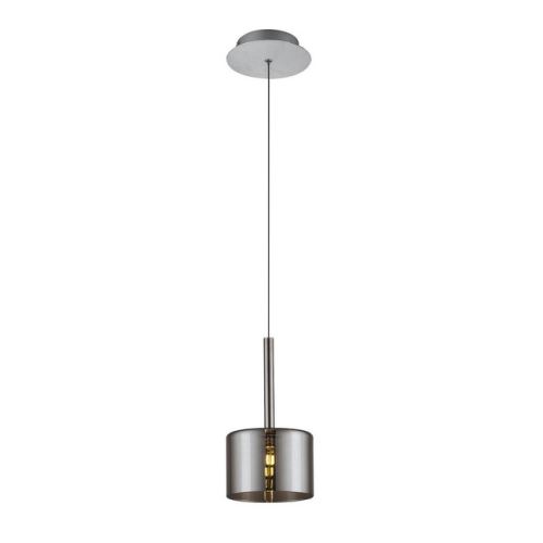 HOMEMANIA Lampe à Suspension Bibu Chandelier - à Cylindre - de Plafond - Chrome, Gris en Verre, 14 x 14 x 120 cm, 1 x G4 Led , 20W