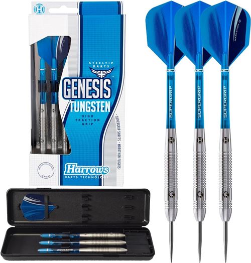 Harrows fléchettes pointe de Genesis Tungstentige poids bleu 22