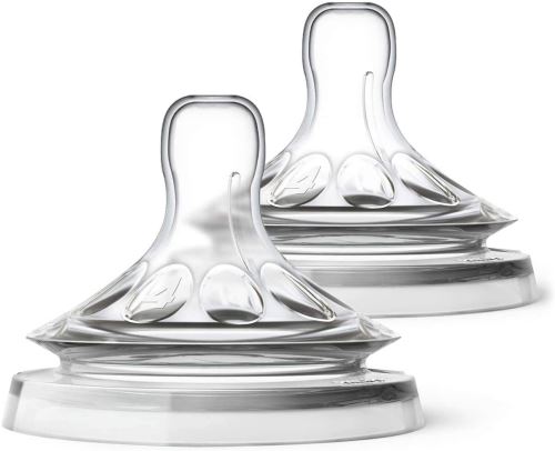 Philips Avent Natural Sucker SCF044/27, 6m + avec 3 Trous, Taille 4, Transparent, 2 Pièces